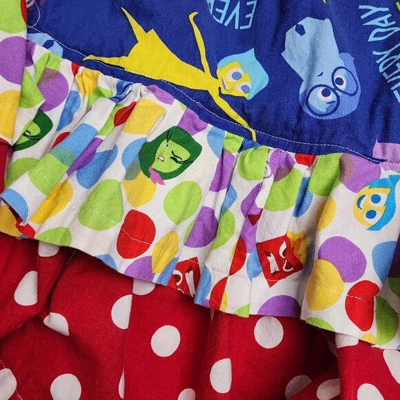 Disney Pixar Inside Out 2 Girls Handmade Boutique Colorful Ruffle Dress Size 7-8 - Picture 7 of 9